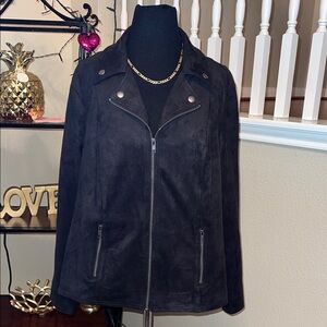 Style & Co. Charcoal Faux Suede Jacket